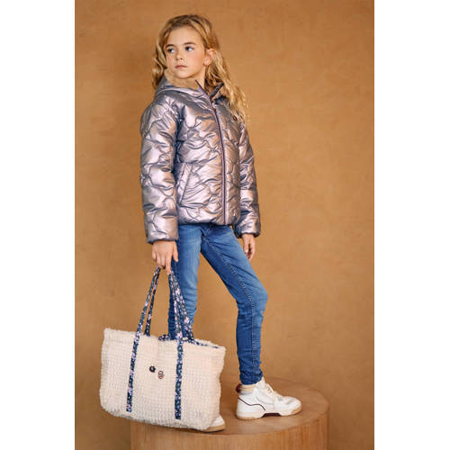 NONO gewatteerde winterjas Bee zachtroze metallic Meisjes Polyester Capuchon 158 164