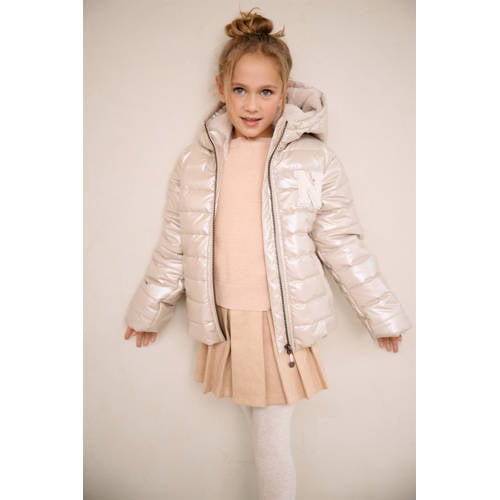 NONO gewatteerde winterjas Btwist parel Ecru Meisjes Polyester Capuchon 104