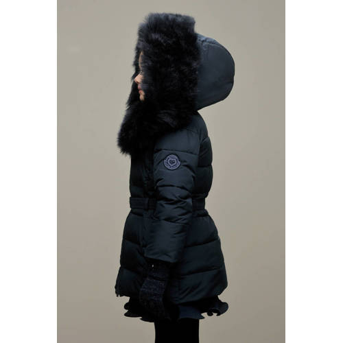 Le Chic gewatteerde winterjas BODETTE donkerblauw Meisjes Polyester Capuchon 164