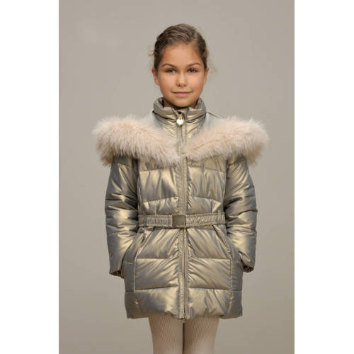 Le Chic gewatteerde winterjas BODETTE goud Meisjes Polyester Capuchon Effen 128