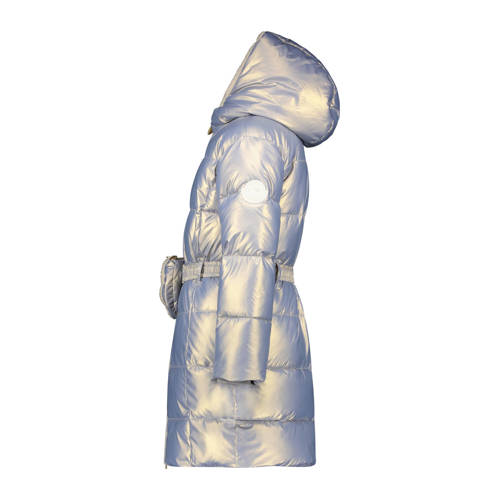 Le Chic gewatteerde winterjas BIRDO zilverblauw Meisjes Polyester Capuchon 140