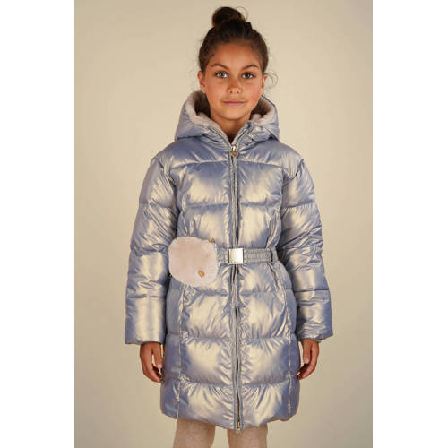 Le Chic gewatteerde winterjas BIRDO zilverblauw Meisjes Polyester Capuchon 140