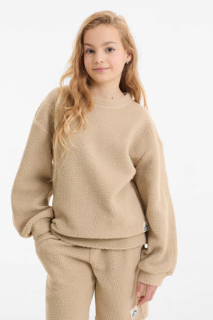 teddy fleece trui beige