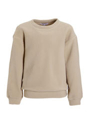 thumbnail: Beige meisjes anytime teddy fleece trui van polyester met effen, lange mouwen en ronde hals
