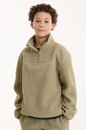 teddy fleece schipperstrui khaki