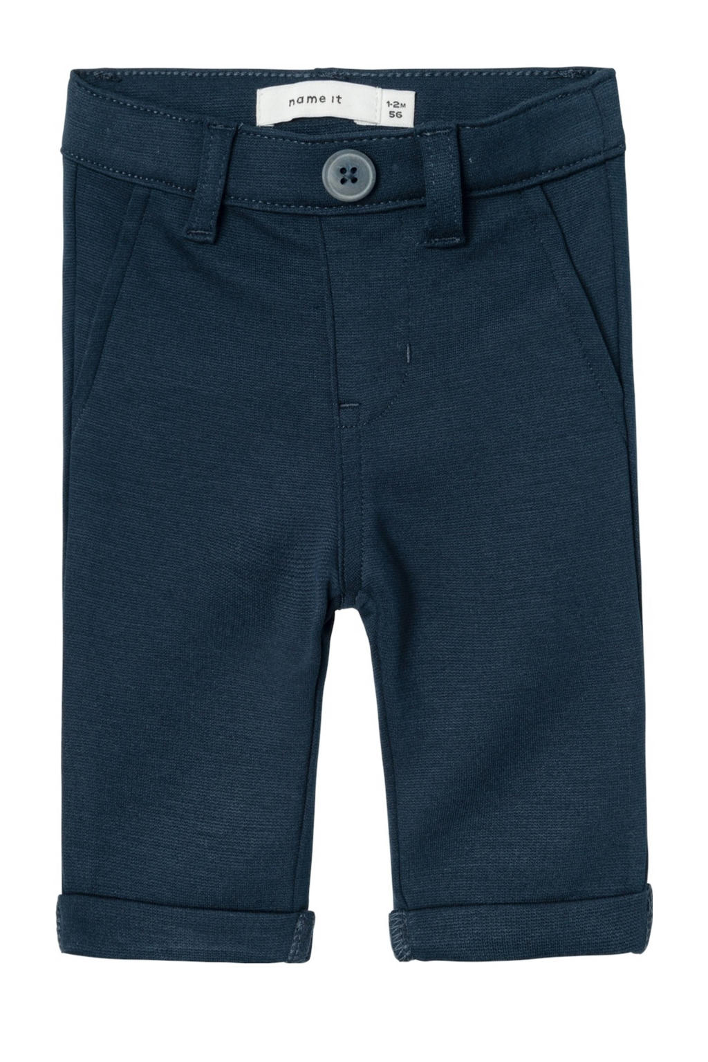 Donkerblauwe jongens NAME IT BABY baby regular fit broek van viscose met elastische tailleband en effen