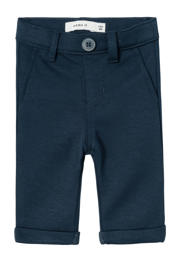 thumbnail: Donkerblauwe jongens NAME IT BABY baby regular fit broek van viscose met elastische tailleband en effen