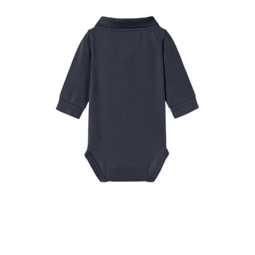 name it BABY romper NBMHOLGER donkerblauw Jongens Katoen Polokraag Effen 80