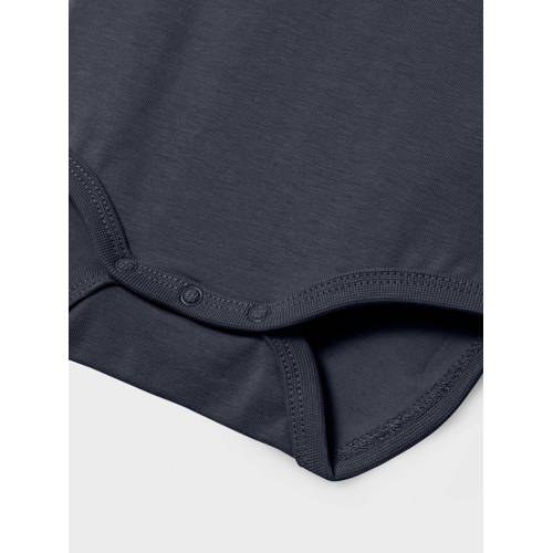 name it BABY romper NBMHOLGER donkerblauw Jongens Katoen Polokraag Effen 80