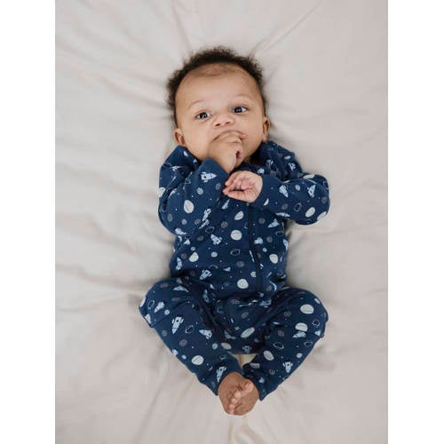 name it BABY pyjama met all over print set van 2 donkerblauw lichtblauw Jongens Katoen Ronde hals 62