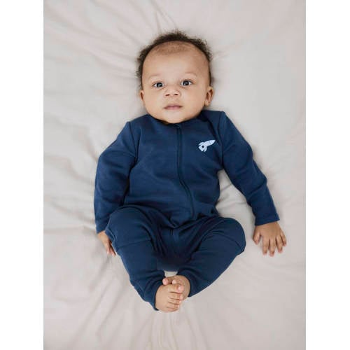 name it BABY pyjama met all over print set van 2 donkerblauw lichtblauw Jongens Katoen Ronde hals 62
