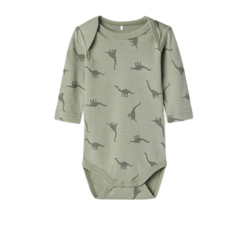 name it BABY romper NBMBODY set van 3 groen Jongens Katoen Ronde hals 50