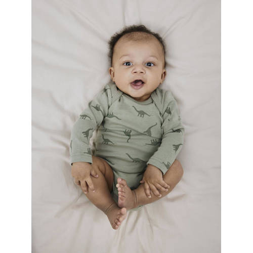 name it BABY romper NBMBODY set van 3 groen Jongens Katoen Ronde hals 50