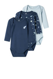 thumbnail: NAME IT BABY romper NBMBODY  - set van 3 donkerblauw/lichtblauw