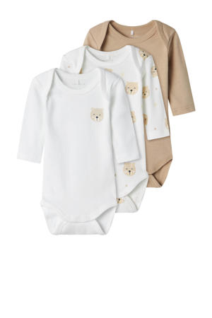 romper NBNBODY - set van 3 zand/wit