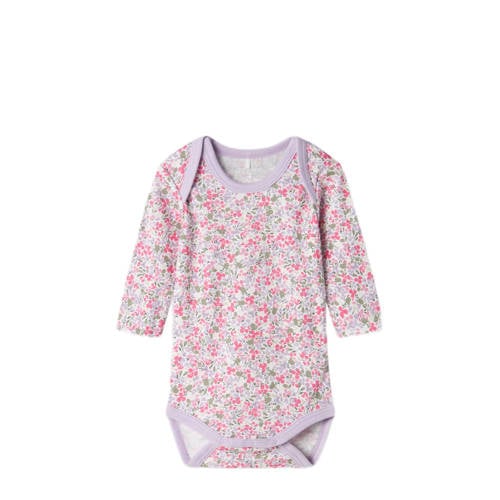name it BABY romper NBFBODY set van 3 paars roze groen Meisjes Katoen Ronde hals 68