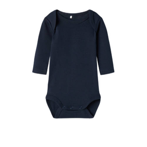 name it BABY romper NBNBODY set van 3 donkerblauw wit Jongens Katoen Ronde hals 92