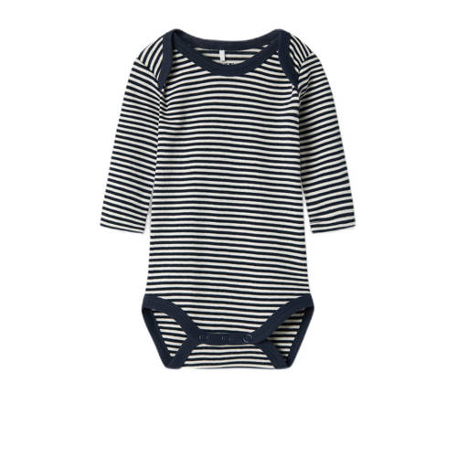 name it BABY romper NBNBODY set van 3 donkerblauw wit Jongens Katoen Ronde hals 92