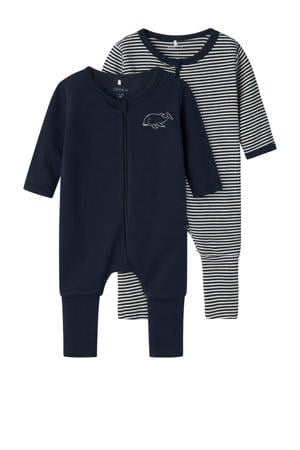 pyjama - donkerblauw/wit (set van 2)