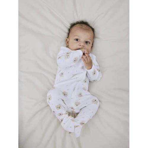 name it BABY pyjama met all over print set van 2 zand wit Beige Jongens Katoen Ronde hals 50