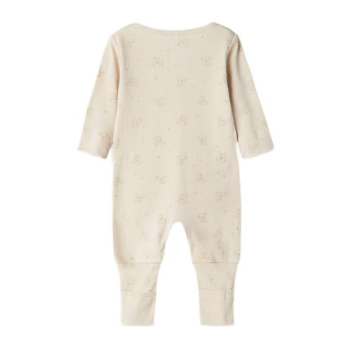 name it BABY pyjama met all over print beige bruin Jongens Meisjes Katoen Ronde hals 80