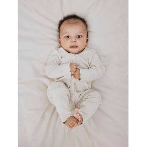 name it BABY pyjama met all over print beige bruin Jongens Meisjes Katoen Ronde hals 80