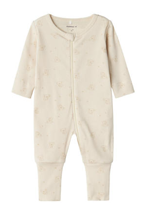 baby pyjama met all over print beige/bruin