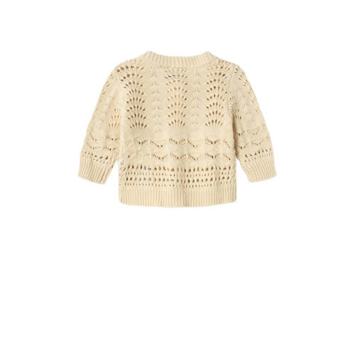 LIL' ATELIER BABY gebreid vest NBFLALE lichtzand Beige Meisjes Katoen Ronde hals 86