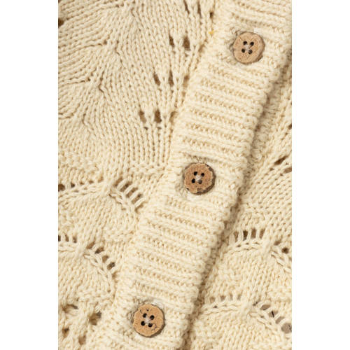 LIL' ATELIER BABY gebreid vest NBFLALE lichtzand Beige Meisjes Katoen Ronde hals 86
