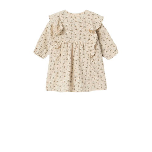 LIL' ATELIER BABY jurk met romper NBFLACY ecru taupe Beige Meisjes Polyester Ronde hals 86