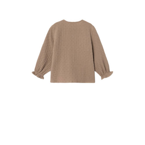 LIL' ATELIER MINI top NMFLAMI lichtbruin Meisjes Katoen Ronde hals Effen 104
