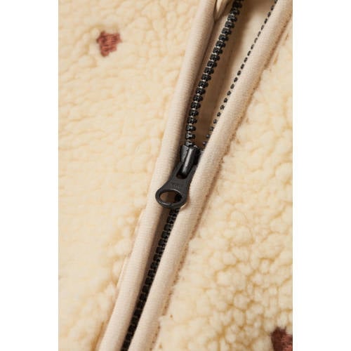 LIL' ATELIER BABY teddy tussenjas NBFNALO met hartjes beige Meisjes Polyester Capuchon 86