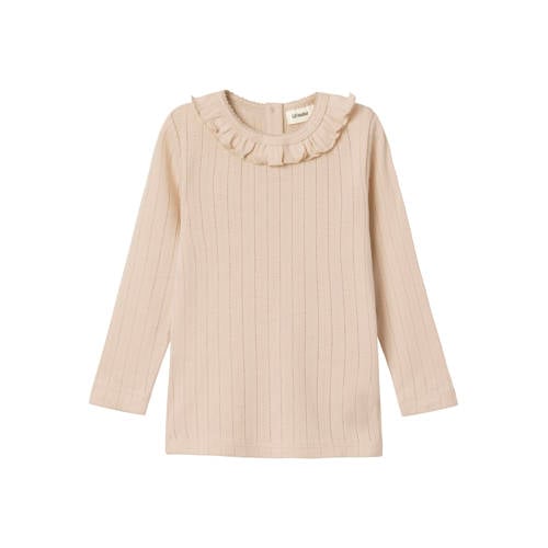 LIL' ATELIER MINI longsleeve NMFRACHEL ecru Meisjes Katoen Ronde hals Effen - maat 104 afbeelding