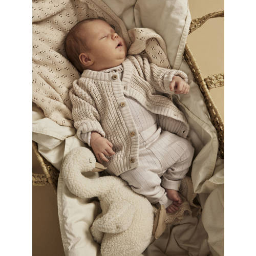 LIL' ATELIER BABY gebreid vest NMNEMLEN lichtzand Beige Jongens Katoen Ronde hals 56