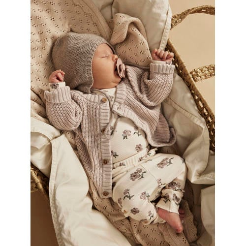 LIL' ATELIER BABY gebreid vest NMNEMLEN lichtzand Beige Jongens Katoen Ronde hals 56