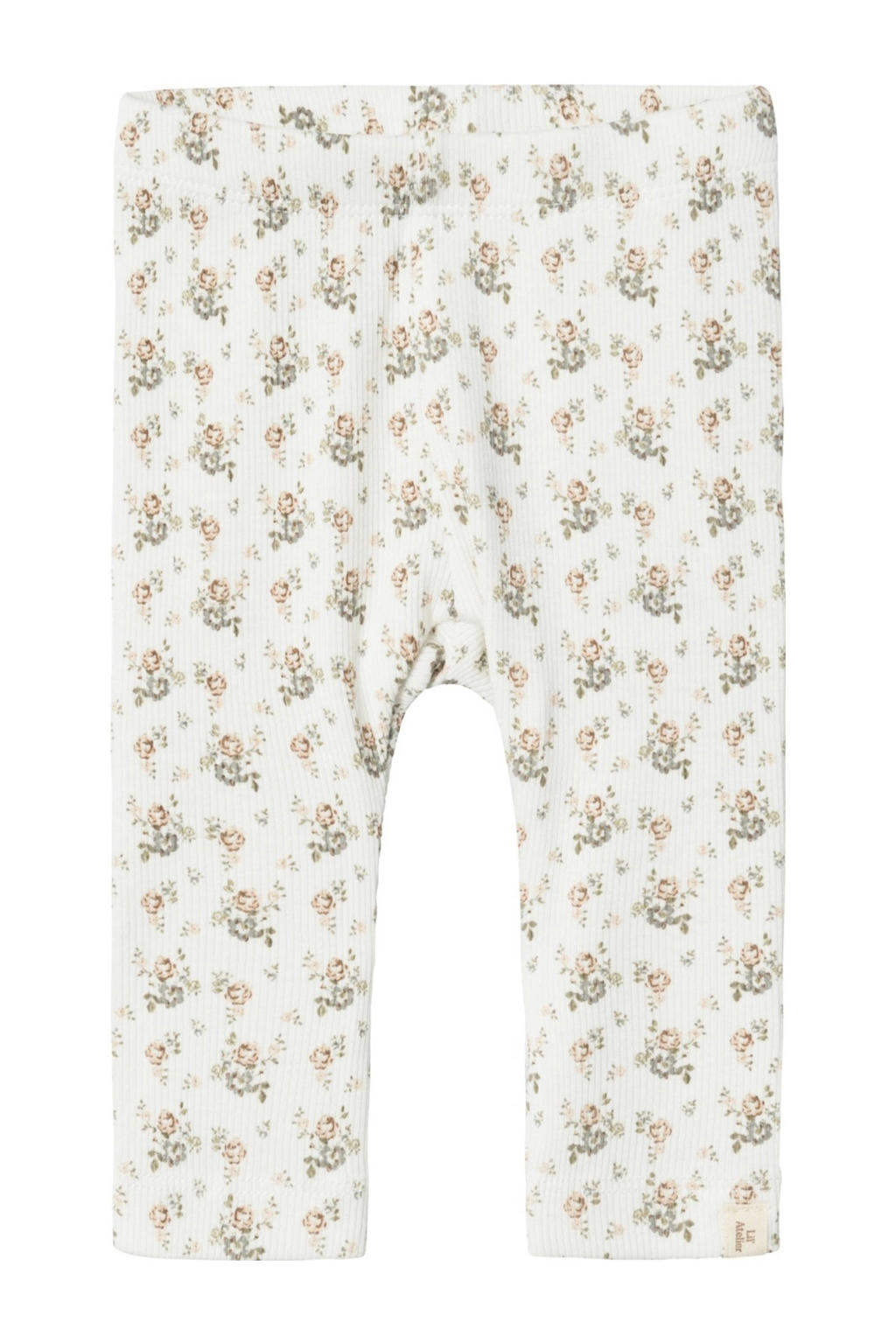 Wit en roze meisjes LIL' ATELIER BABY regular gebloemde legging van katoen met elastische tailleband