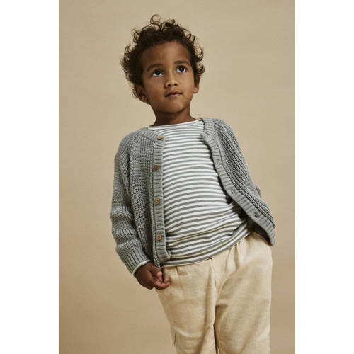 LIL' ATELIER MINI gebreid vest NMNEMLEN grijs Jongens Katoen Ronde hals 98