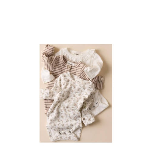 LIL' ATELIER BABY romper NBFRACHEL offwhite Wit Meisjes Katoen Ronde hals 68