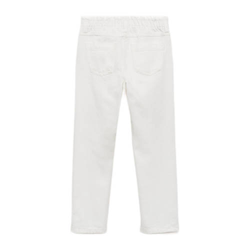 Mango Kids regular fit broek zwart Wit Meisjes Katoen Effen 122