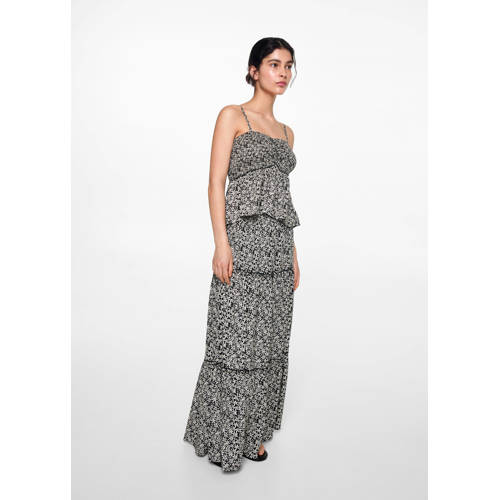 MANGO TEENS maxi rok zwart Meisjes Viscose Bloemen 152(XXS)