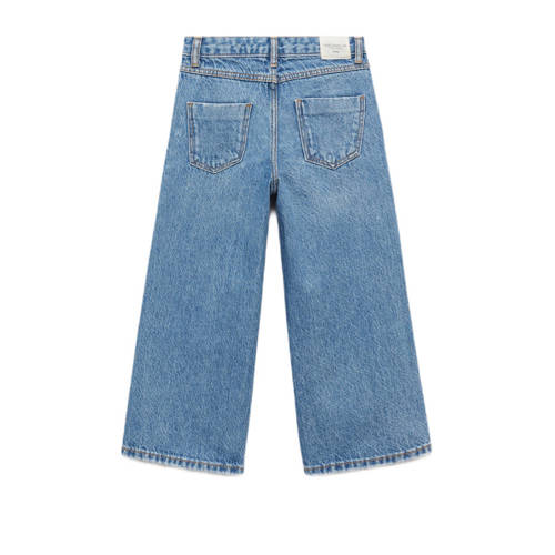 Mango Kids high waist wide leg jeans lichtblauw Meisjes Katoen Effen 122