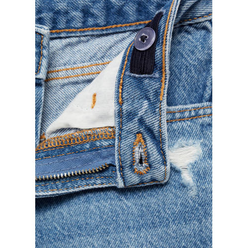 Mango Kids high waist wide leg jeans lichtblauw Meisjes Katoen Effen 122