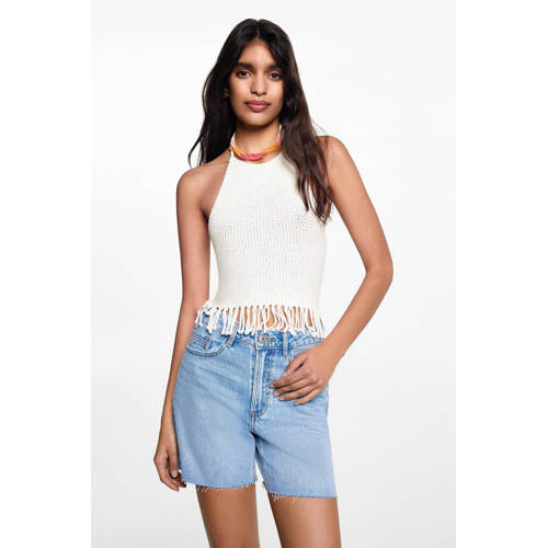 MANGO TEENS gebreide top wit Meisjes Acryl Ronde hals Effen 172(L)