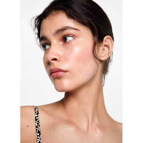 MANGO TEENS gebloemde spaghettitop zwart wit Meisjes Viscose Vierkante hals 164(S)