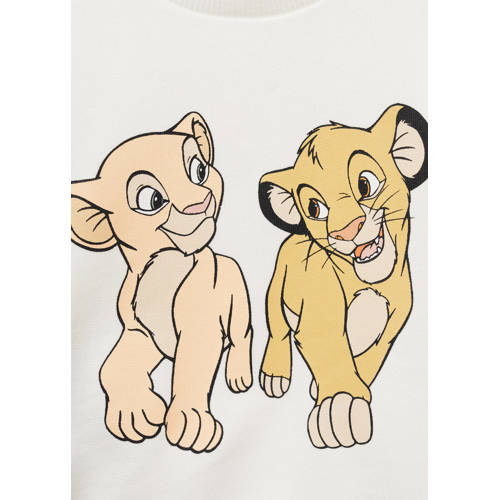 Mango Kids Disney sweater met printopdruk offwhite Wit Printopdruk 80