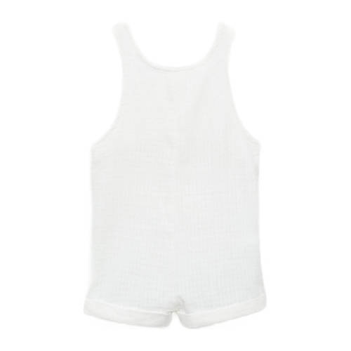 Mango Kids baby tuinbroek naturel wit Meisjes Katoen Vierkante hals Effen 86