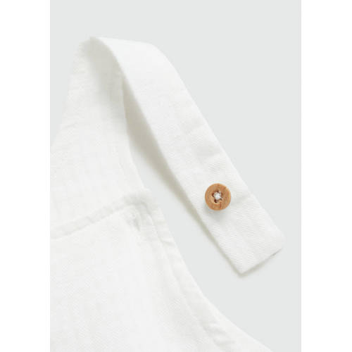 Mango Kids baby tuinbroek naturel wit Meisjes Katoen Vierkante hals Effen 86