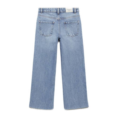 Mango Kids wide leg jeans medium blue denim Blauw Meisjes Katoen Effen 164