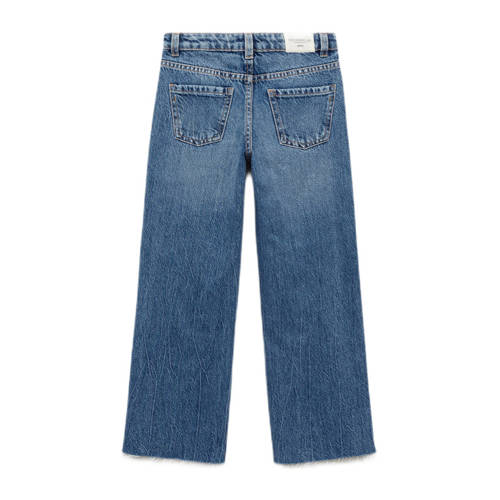 Mango Kids wide leg jeans medium blue denim Blauw Meisjes Katoen Effen 134