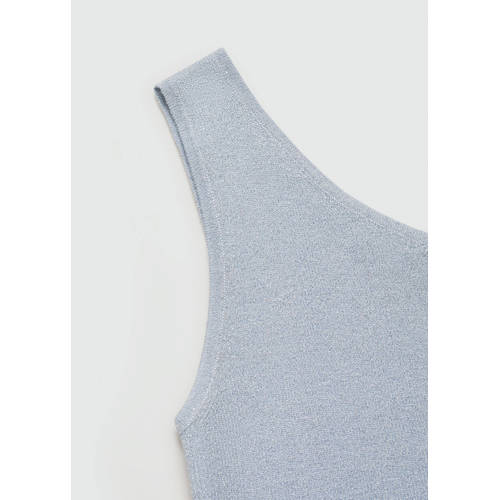 MANGO TEENS one shoulder top pastelblauw Effen 168(M)